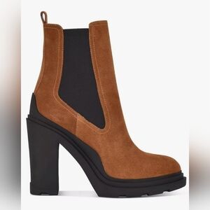 New Marc Fisher Ramio Women's High Heel Boots Pull On Chelsea Brown  Size 10